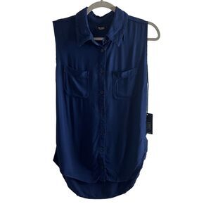 Michael Lauren‎ Samson Sleeveless Button Up Shirt - Blue Size small NWT